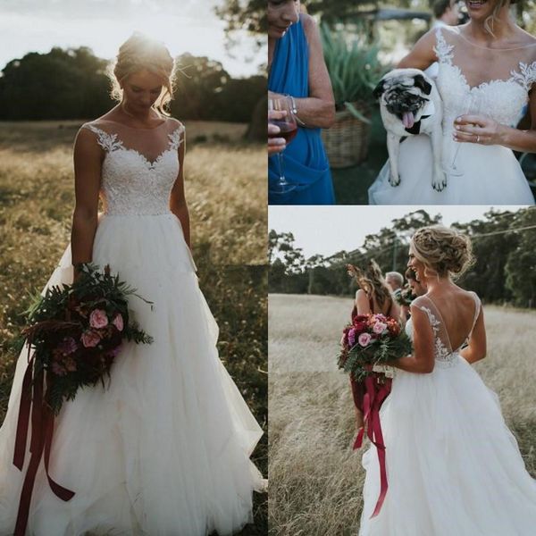 garden sheer tulle wedding dresses 2019 new design custom scoop neckline a-line cap sleeve backless lace bridal gowns vestidos de novia w200, White
garden sheer tulle wedding dresses 2019 new design custom scoop neckline a-line cap sleeve backless lace bridal gowns vestidos de novia w200, White