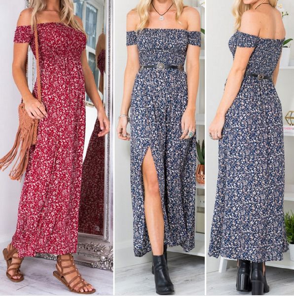 fahion wear women strapless dresses off shoulder flower printed long skirt summer split bottom dress, Black;gray
fahion wear women strapless dresses off shoulder flower printed long skirt summer split bottom dress, Black;gray