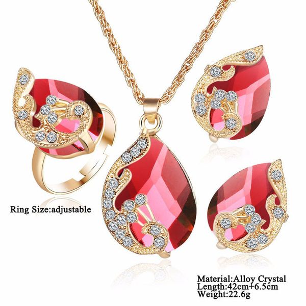 sexemara gold color fashion jewelry sets necklace for women 4 pc/set red blue green crystal stud earrings adjustable ring size, Silver
sexemara gold color fashion jewelry sets necklace for women 4 pc/set red blue green crystal stud earrings adjustable ring size, Silver