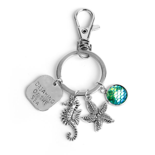 dongsheng fashion silver dreaming of the sea keychains starfish seahorse mermaid charm keyring car key chain ring for men women
dongsheng fashion silver dreaming of the sea keychains starfish seahorse mermaid charm keyring car key chain ring for men women