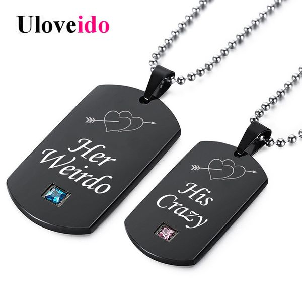 uloveido black necklaces & pendants her weirdo and his crazy couple necklace pendant stainless steel jewelry medallion sn139, Silver
uloveido black necklaces & pendants her weirdo and his crazy couple necklace pendant stainless steel jewelry medallion sn139, Silver