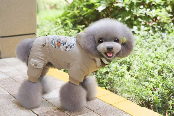 s-2xl thickness hooded driver style pet dogs four legs cotton winter coat warm small puppy dogs clothing