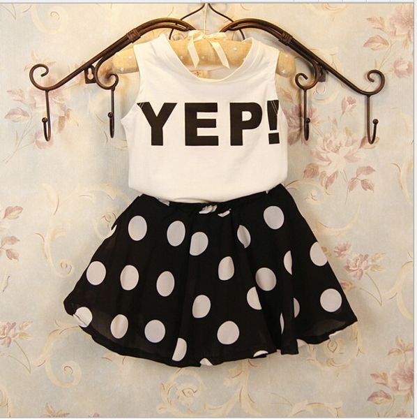 children's dress summer girls skirt set t-shirt vest + sleeveless letters dot girl suits clothes, Red;yellow
children's dress summer girls skirt set t-shirt vest + sleeveless letters dot girl suits clothes, Red;yellow