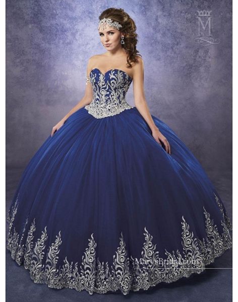 2019 Royal Blue Quinceanera Dresses Sweetheart vestidos de quinceaner Lace Appliques Ball Gown Prom Dress sweet 16 dresses