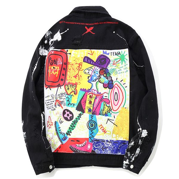 graffiti appliques hip hop jeans jacket men 2018 autumn turn down collar denim men's jackets streetwear clothing black, Black;brown
graffiti appliques hip hop jeans jacket men 2018 autumn turn down collar denim men's jackets streetwear clothing black, Black;brown