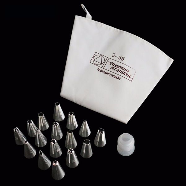 1 icing piping cream pastry bag +16 x stainless steel nozzle sets+1 converter diy cake decorating tips set
1 icing piping cream pastry bag +16 x stainless steel nozzle sets+1 converter diy cake decorating tips set