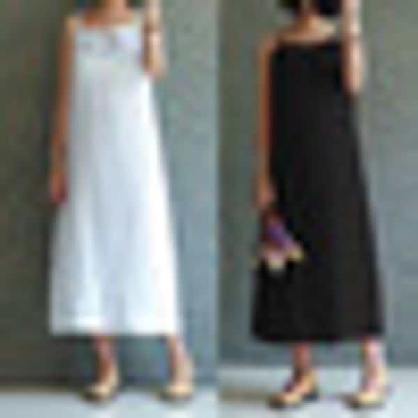 celmia women sleeveless vintage dress cotton linen casual loose vestido spaghetti strap 2018 summer female dress plus size s 3xl, White;black
celmia women sleeveless vintage dress cotton linen casual loose vestido spaghetti strap 2018 summer female dress plus size s 3xl, White;black