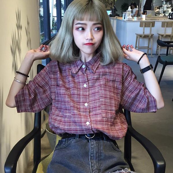 casual plaid shirt women short sleeve korean fashion clothing harajuku kimono streetwear shirts womens and blouses 50h0080, White
casual plaid shirt women short sleeve korean fashion clothing harajuku kimono streetwear shirts womens and blouses 50h0080, White