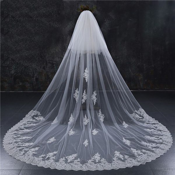 new style two layers full edge with lace luxury 3 meters long wedding veil with comb white ivory bridal veil velos de novia, Black
new style two layers full edge with lace luxury 3 meters long wedding veil with comb white ivory bridal veil velos de novia, Black