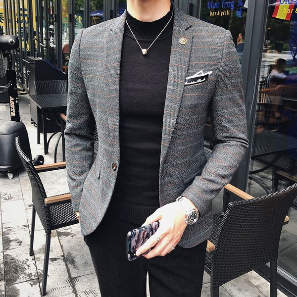 2018 autumn winter new england men fashion business casual slim plover grid lattice western-style suit coat plaid blazer outwear, White;black
2018 autumn winter new england men fashion business casual slim plover grid lattice western-style suit coat plaid blazer outwear, White;black