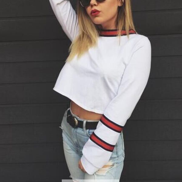 women cropped hoodie sweatshirt o neck long sleeve striped sweatshirts 2018 autumn white ladies sweatshirt oversized crop, Black
women cropped hoodie sweatshirt o neck long sleeve striped sweatshirts 2018 autumn white ladies sweatshirt oversized crop, Black