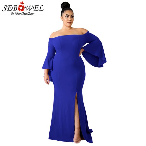 sebowel blue off shoulder plus size maxi party dress women autumn elegant chic big size 4xl bodycon split long dress female, White;black 
sebowel blue off shoulder plus size maxi party dress women autumn elegant chic big size 4xl bodycon split long dress female, White;black