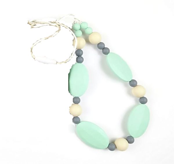 fashion silicone chew necklace teether with large flat oval beads food grade teething necklace for mum baby chewelry nursing jewelry, Silver
fashion silicone chew necklace teether with large flat oval beads food grade teething necklace for mum baby chewelry nursing jewelry, Silver