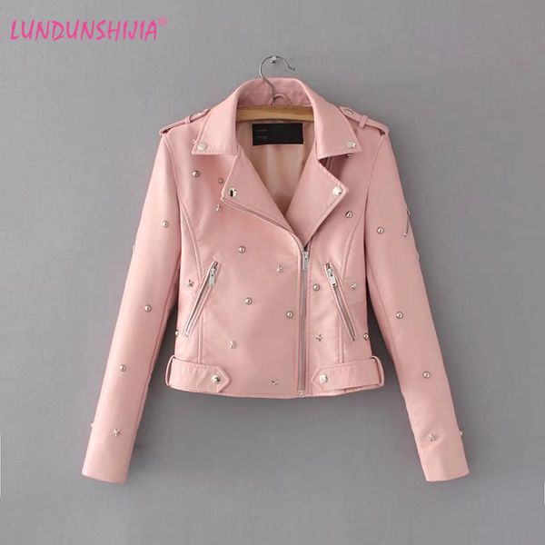lundunshijia winter women's washed pu leather jacket five-pointed stars rivets decoration ladies basic jackets good quality, Black
lundunshijia winter women's washed pu leather jacket five-pointed stars rivets decoration ladies basic jackets good quality, Black