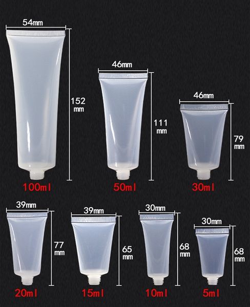 50pcs/lot 5ml 10ml 15ml 20ml 30ml 50ml 100ml clear plastic soft tube empty cosmetic cream emulsion lotion packaging containers
50pcs/lot 5ml 10ml 15ml 20ml 30ml 50ml 100ml clear plastic soft tube empty cosmetic cream emulsion lotion packaging containers