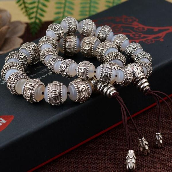 handmade 925 silver tibetan six words proverb bracelet lover's braceelet buddhist mala bracelet, Black
handmade 925 silver tibetan six words proverb bracelet lover's braceelet buddhist mala bracelet, Black