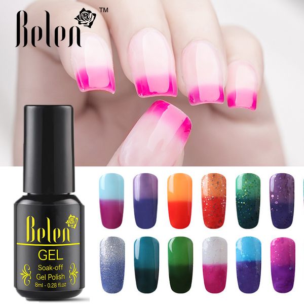 

belen temperature color change gel nail polish 8ml uv vernis semi permanent lak lucky varnish gelpolish lacquer hybrid manicure, Red;pink