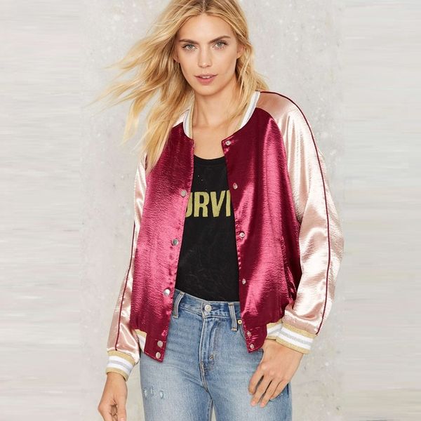 женщины сатин colorblock бейсбол равномерное кнопка куртка, Black;brown
женщины сатин colorblock бейсбол равномерное кнопка куртка, Black;brown