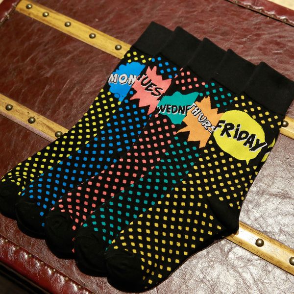 Cute Point Cotton Men Socks Funny Week Date Monday To Friday Retro Novelty Breathable Men Tube Socks New
Cute Point Cotton Men Socks Funny Week Date Monday To Friday Retro Novelty Breathable Men Tube Socks New