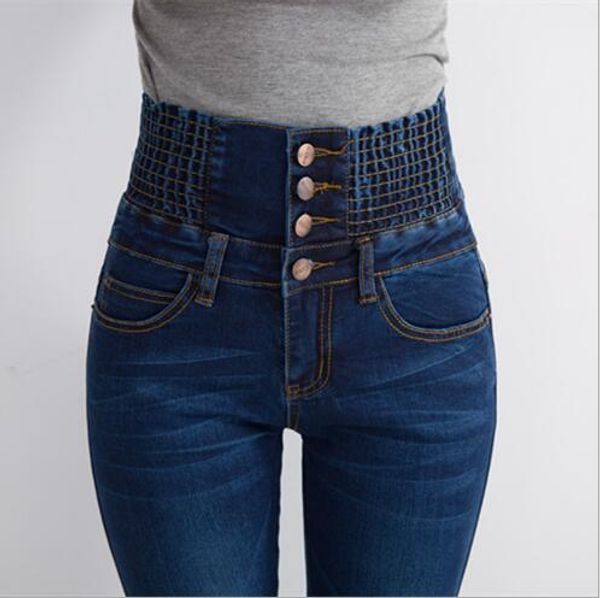 

Бренд-дизайнер-цвет синий 2017 новая мода джинсы Женские тонкий высокой талией эластичный тощий джинсовые длинные брюки карандаш сексуальная женщина джинсы Camisa Femi