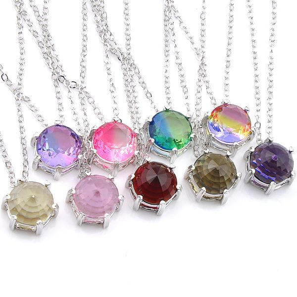 luckyshine 10pcs/lot holiday gift mix color round z gemstone silver pendants necklaces for women lady wedding party with chain
luckyshine 10pcs/lot holiday gift mix color round z gemstone silver pendants necklaces for women lady wedding party with chain