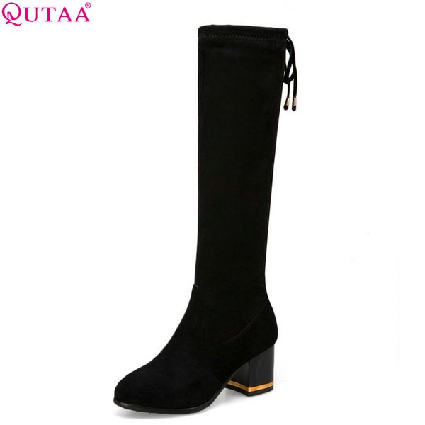 qutaa 2019 women motorcycle boots fashionknee high boots flock square high hee winter shoes woman big size 34-43, Black
qutaa 2019 women motorcycle boots fashionknee high boots flock square high hee winter shoes woman big size 34-43, Black