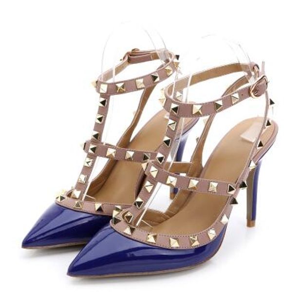 custom rivets high-heeled shoes high-heeled stiletto sandals feminine bandage leather models walk show liu ding super high heels, Black