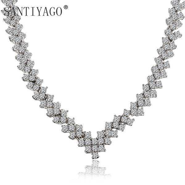 gorgeous wedding necklace with 3a zircon real white gold plating necklace set for bride wedding engagement, Silver 
gorgeous wedding necklace with 3a zircon real white gold plating necklace set for bride wedding engagement, Silver