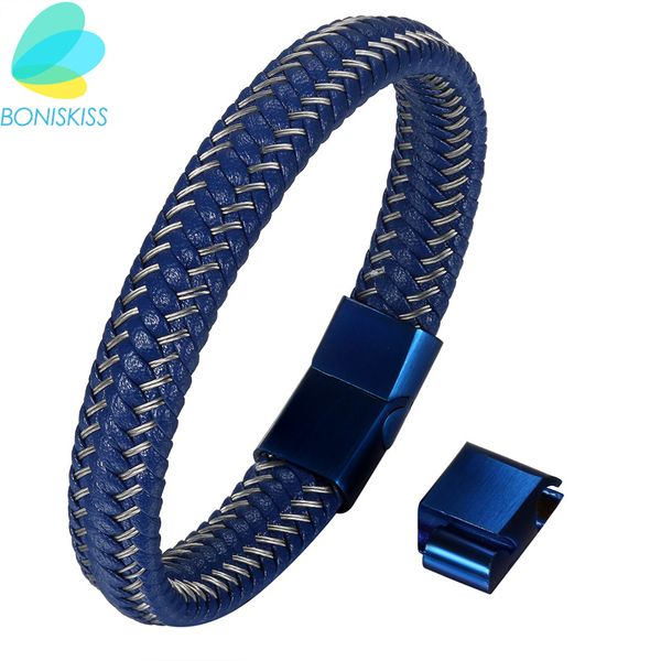boniskiss new rock bracelets & bangles stainless steel leather bracelet men jewelry punk men bracelet blue fashion, Black
boniskiss new rock bracelets & bangles stainless steel leather bracelet men jewelry punk men bracelet blue fashion, Black