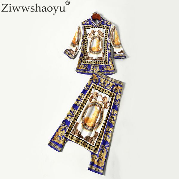 ziwwshaoy2018 new fashion women's set european runway designer autumn hip hop half sleeve print shirt + pants suits, Gray
ziwwshaoy2018 new fashion women's set european runway designer autumn hip hop half sleeve print shirt + pants suits, Gray