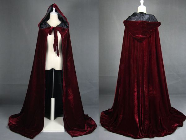 2018 new wine red with black lining gothic hooded velvet cloak gothic wicca robe medieval witchcraft larp cape, White
2018 new wine red with black lining gothic hooded velvet cloak gothic wicca robe medieval witchcraft larp cape, White