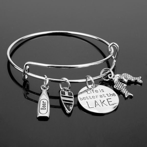life is better at the lake cuff bracelet bangle engraved beach handmade charm bracelet jewelry fathers day gifts -30, Black
life is better at the lake cuff bracelet bangle engraved beach handmade charm bracelet jewelry fathers day gifts -30, Black
