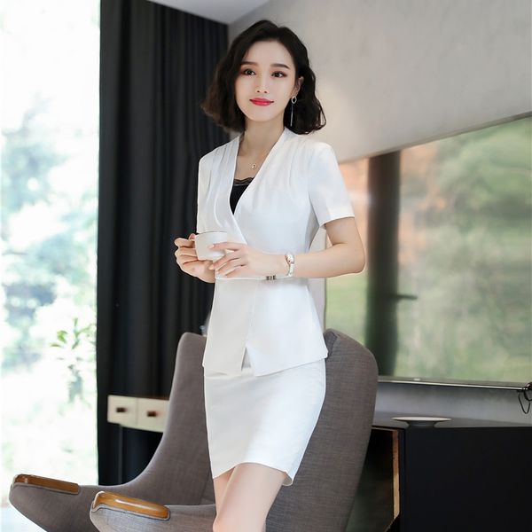 fashion white 2018 summer short sleeve blazers with and skirt for women business work wear uniform styles female skirt sets, White;black
fashion white 2018 summer short sleeve blazers with and skirt for women business work wear uniform styles female skirt sets, White;black