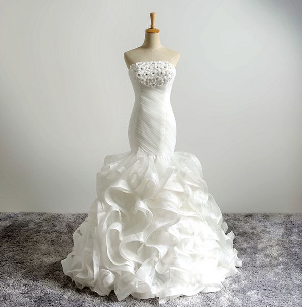 vestido de noiva new strapless mermaid organza wedding dresses flowers pleat long bridal gowns wedding gowns robe de mariage plus size 2018, White
vestido de noiva new strapless mermaid organza wedding dresses flowers pleat long bridal gowns wedding gowns robe de mariage plus size 2018, White