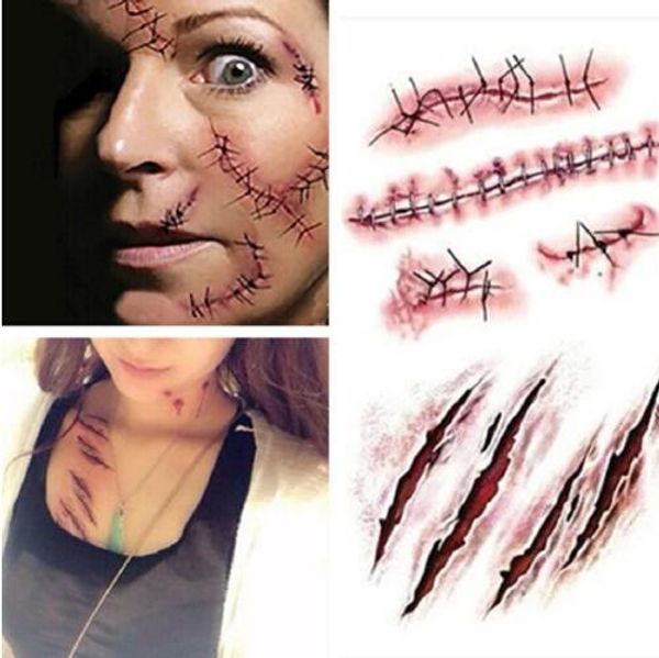 halloween zombie scars tattoos with fake scab bloody makeup halloween decoration wound scary blood injury sticker, Silver
halloween zombie scars tattoos with fake scab bloody makeup halloween decoration wound scary blood injury sticker, Silver