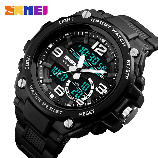 men dual display wristwatches fashion 50m waterproof clock relogio masculino outdoor sports watches, Slivery;brown
men dual display wristwatches fashion 50m waterproof clock relogio masculino outdoor sports watches, Slivery;brown