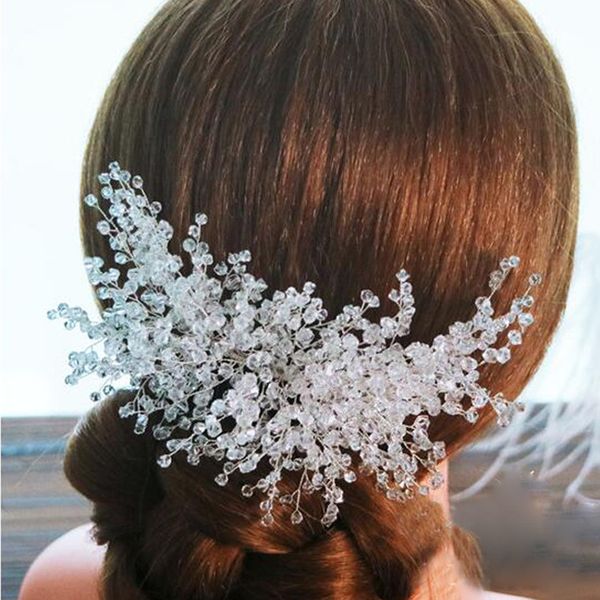 handmade large clear crystal and beads bridal wedding hair comb women headpiece bridesmaid headdress for bride hair jewelry, Golden;white
handmade large clear crystal and beads bridal wedding hair comb women headpiece bridesmaid headdress for bride hair jewelry, Golden;white