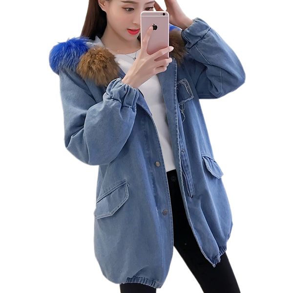 korean elegant slim plus cotton thicken denim trench coat fur hoodie fashion winter long coats for women 2018 overcoat blue, Tan;black
korean elegant slim plus cotton thicken denim trench coat fur hoodie fashion winter long coats for women 2018 overcoat blue, Tan;black