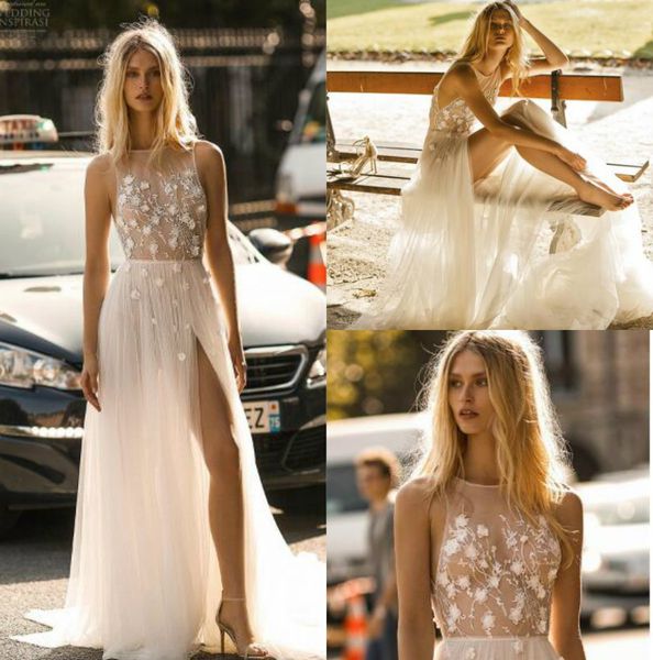 gali karten 2019 a line wedding dresses sheer bateau neck lace country bridal gowns slit appliqued beach wedding dress boho, White
gali karten 2019 a line wedding dresses sheer bateau neck lace country bridal gowns slit appliqued beach wedding dress boho, White