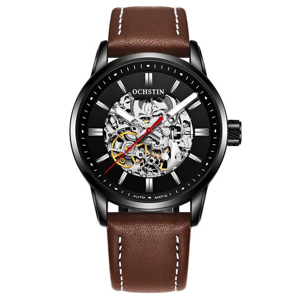 augustus men's automatic mechanical business men's watch hollow fashion mechanical waterproof leather strap watch, Slivery;brown
augustus men's automatic mechanical business men's watch hollow fashion mechanical waterproof leather strap watch, Slivery;brown