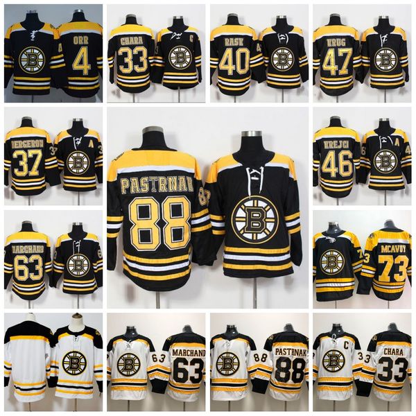 #88 David Pastrnak Hockey Jerseys Boston Bruins Torey Krug Patrice Bergeron Tuukka Rask Zdeno Chara David Krejci Marchand Orr Charlie McAvoy