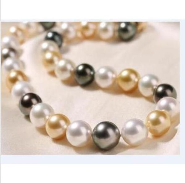 new 10-11mm natural south sea white black multicolor pearl necklace18, Silver
new 10-11mm natural south sea white black multicolor pearl necklace18, Silver