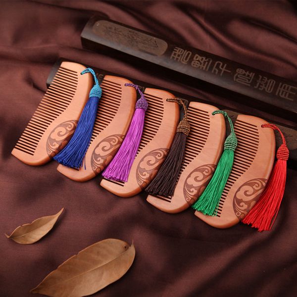 vintage sandalwood anti-static carved comb natural double wide massage hair comb with tassel fine peach wood comb f979, Silver
vintage sandalwood anti-static carved comb natural double wide massage hair comb with tassel fine peach wood comb f979, Silver