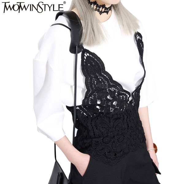 twotwinstyle sleeveless camisole lace tank female vest summer crop for women fitness casual clothes korean black, White
twotwinstyle sleeveless camisole lace tank female vest summer crop for women fitness casual clothes korean black, White