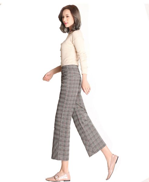2018 autumn luxury design trousers women casual loose high waist elastic wide leg plaid pants capris plus size xxl, Black;white
2018 autumn luxury design trousers women casual loose high waist elastic wide leg plaid pants capris plus size xxl, Black;white