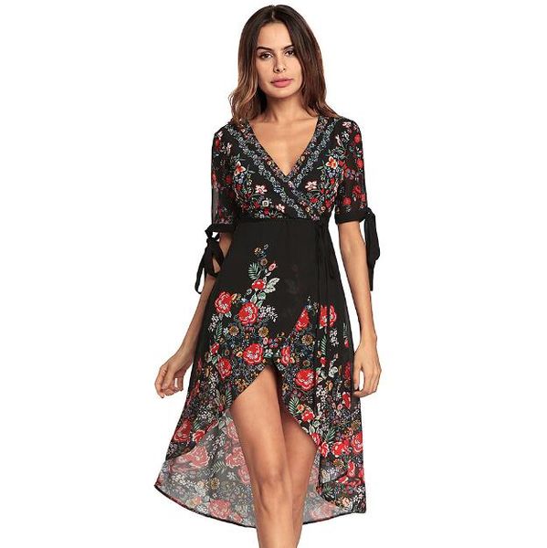 2018 spring bohemian print dress v-neck chiffon dress beach skirt flying sleeves irregular dress dresses, Black;gray
2018 spring bohemian print dress v-neck chiffon dress beach skirt flying sleeves irregular dress dresses, Black;gray