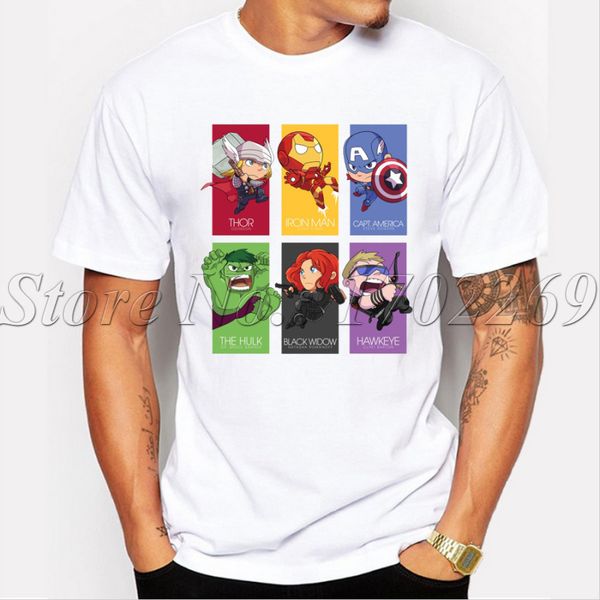 the cartoon printed men t-shirt short sleeve casual male the assemble hipster funny cool tee, White;black
the cartoon printed men t-shirt short sleeve casual male the assemble hipster funny cool tee, White;black