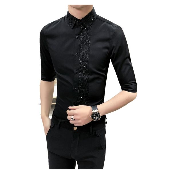 brand designer men shirt summer 2018 slim fit lace patchwork tuxedo shirts dress half sleeve casual hairstylist work shirt male, White;black
brand designer men shirt summer 2018 slim fit lace patchwork tuxedo shirts dress half sleeve casual hairstylist work shirt male, White;black