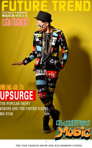 s-5xl 2017 men's new clothing slim singer ds dj male color letter point suit pants stage performance coat plus size costumes, White;black
s-5xl 2017 men's new clothing slim singer ds dj male color letter point suit pants stage performance coat plus size costumes, White;black