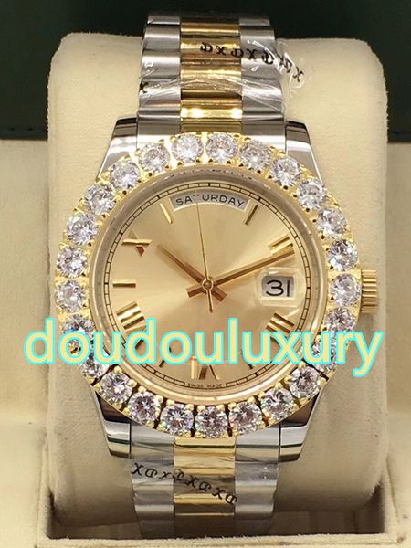 fully automatic movement men's watches prong set diamond watches bi-gold stainless steel dual calendar watch, Slivery;brown
fully automatic movement men's watches prong set diamond watches bi-gold stainless steel dual calendar watch, Slivery;brown